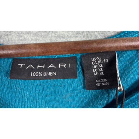 Tahari Womens Top XL 100% Linen Side Buttons Casual - Picture 2 of 4